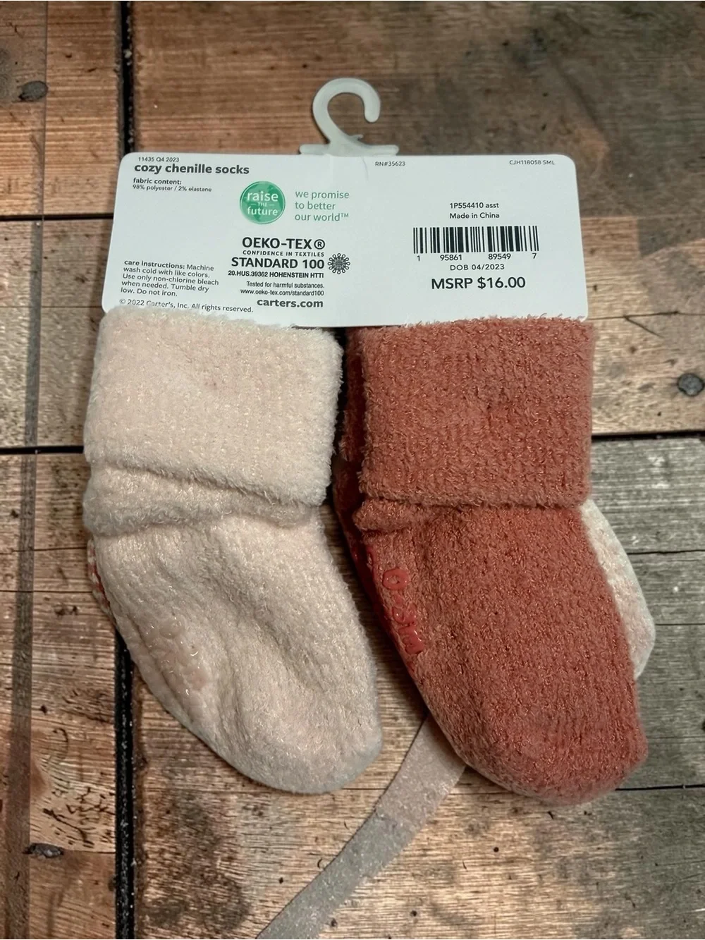 Carters Cozy Chenille Baby Socks 4 Pack NWT 0 3 Months Pink Rust Grip Fuzzy